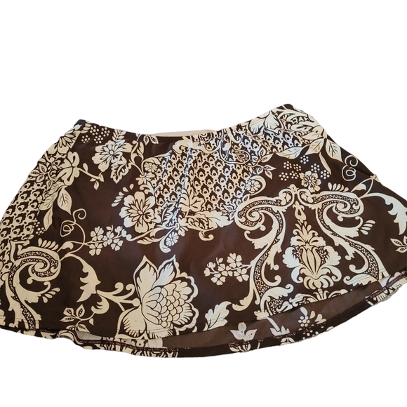 *Sale* Aerin Rose Tankini Skirt Bottom Plus Size 1X Brown & Beige Floral Pattern - Picture 2 of 6